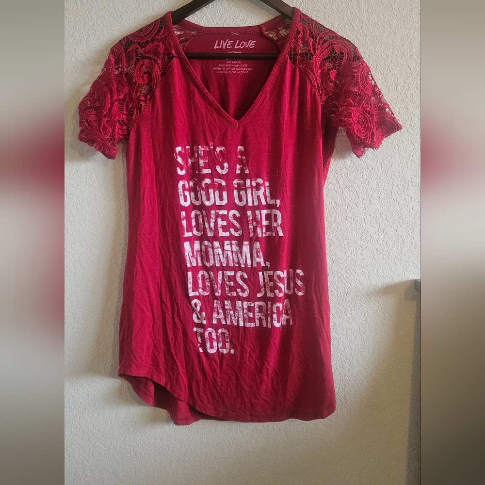 Live Love Gameday lace sleeve tee